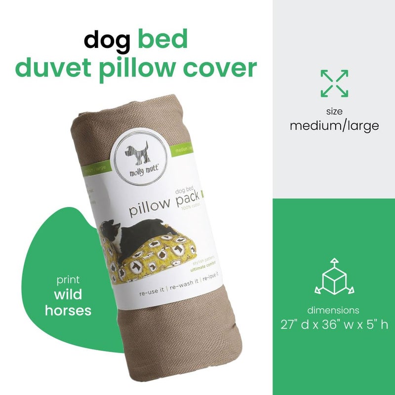 Molly Mutt Wild Horses Dog Bed Duvet Pillow Pack, Medium/Large - 100% Cotton, Durable, Washable (pp23b) - Image 2